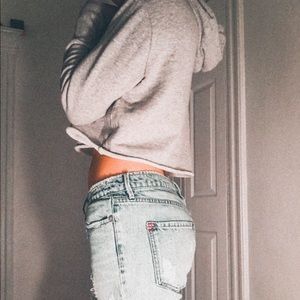 GREY PACSUN CROPPED HOODIE